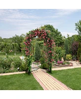 Garden Arch Arbor Trellis with Gate 7.5 ft Patio Archway Pergola for Wedding