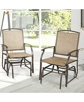 2PCS Patio Swing Single Glider Chair Rocking Seating Steel Frame Garden