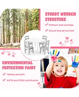 Costway Boys 5 Piece Table & Chair Set Wooden Children Activity