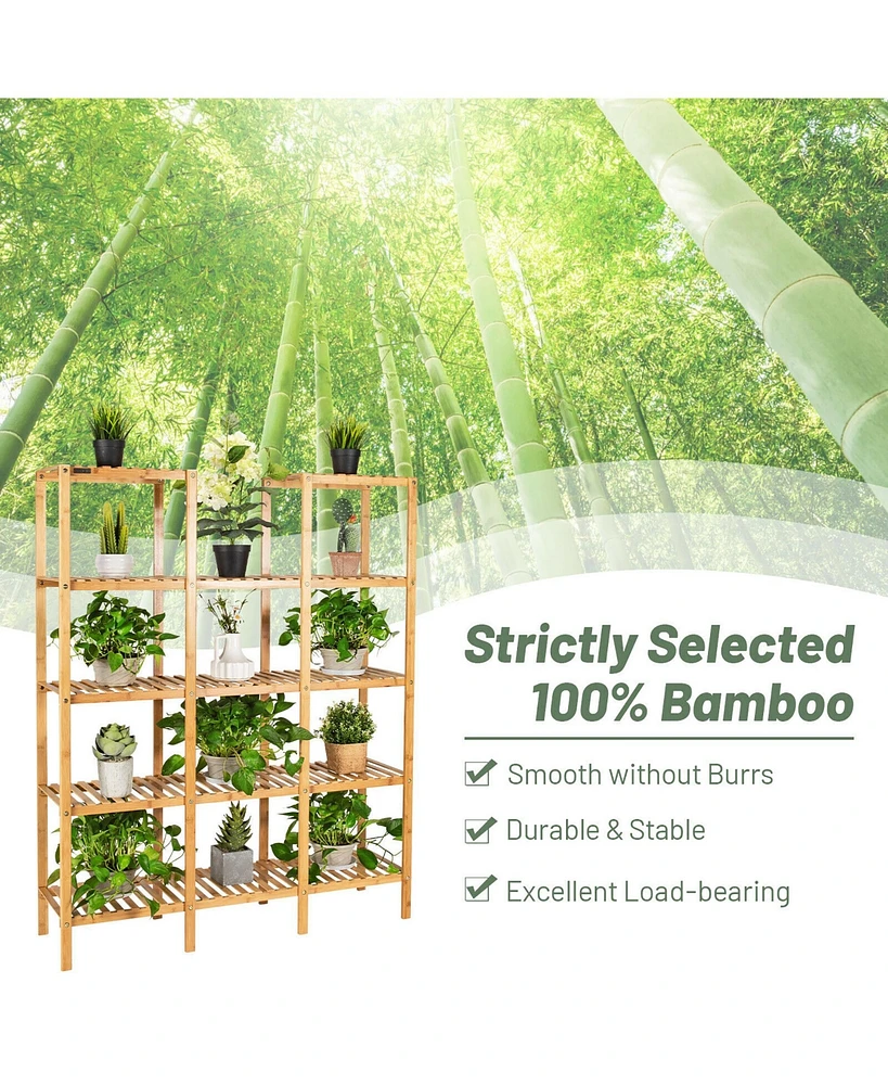 Multifunctional Bamboo Shelf Flower Plant Stand Display Storage Rack Unit Closet