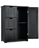 Bathroom Floor Cabinet Side Storage with 3 Drawers and 1 Cupboard