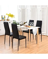 Sugift Set of 4 High Back Dining Chairs with Pvc Leather and Non-Slip Feet Pads