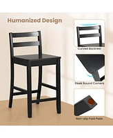 24-Inch Wooden Bar Stools Set of 4 with Ergonomic Backrest Counter Height