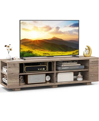 59" Wood Tv Stand Console Storage Entertainment Media Center with Shelf