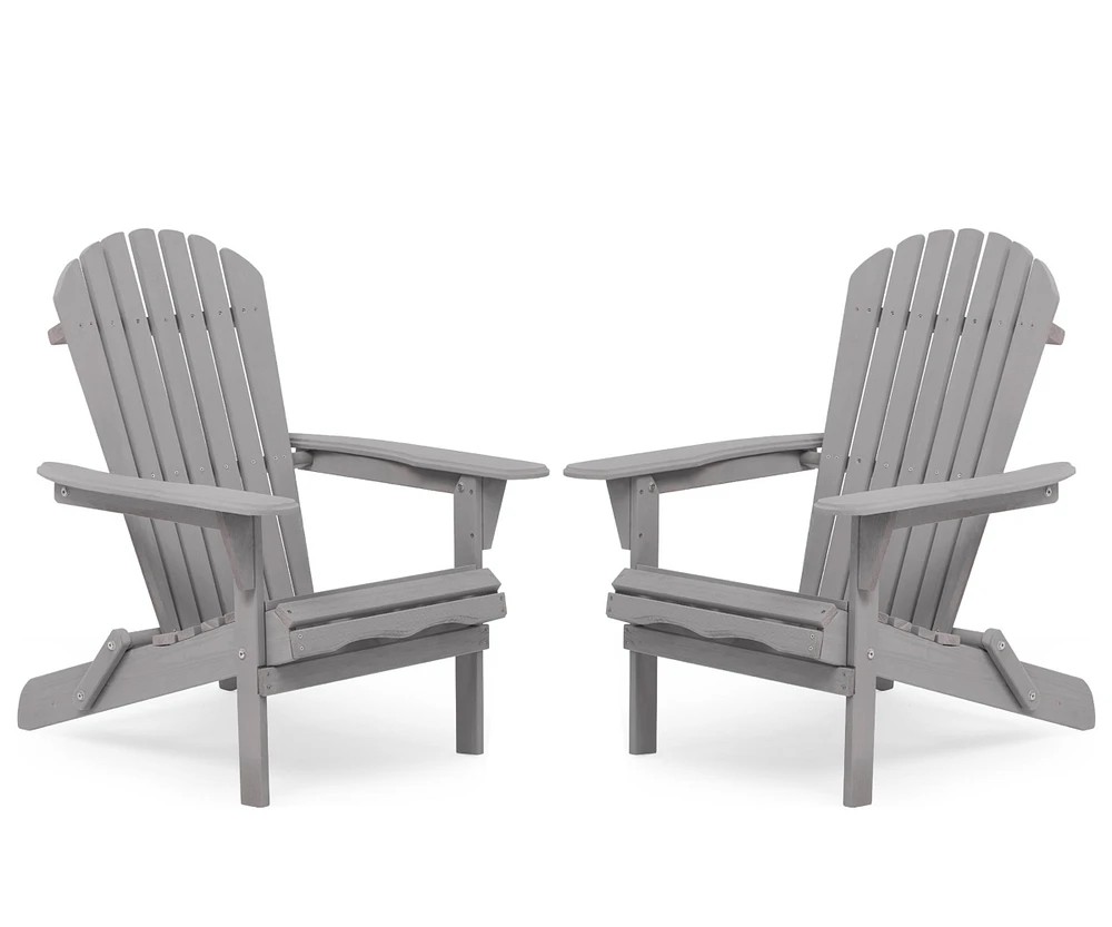 Wood Lounge Patio Chair For Garden Outdoor Wooden Folding Adirondack Chair Set Of 2