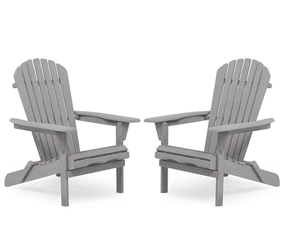 Wood Lounge Patio Chair For Garden Outdoor Wooden Folding Adirondack Chair Set Of 2