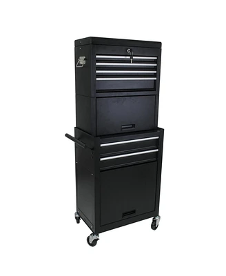 High Capacity Rolling Tool Chest With Wheels And Drawers, 6-Drawer Tool Storage Cabinet-Black