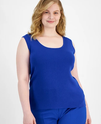 Tahari Asl Plus Size Scoop Neck Sleeveless Sweater