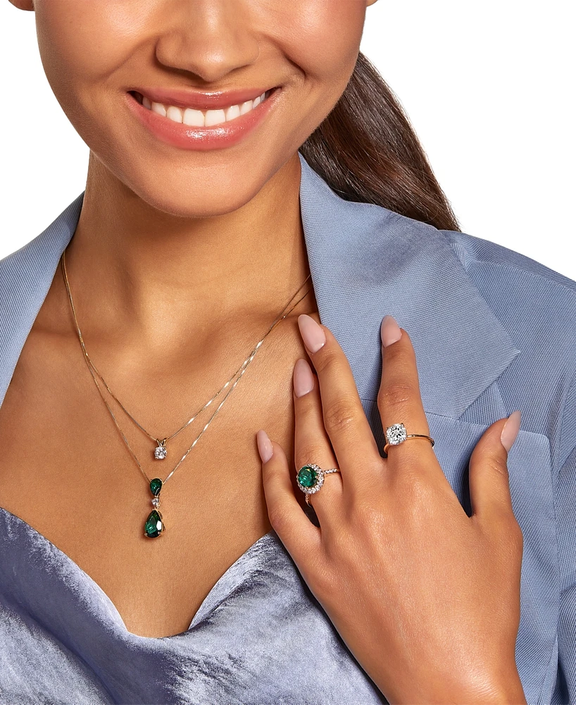 Grown With Love Lab Grown Emerald (2-5/8 ct. t.w.) & Lab Grown Diamond (1/2 ct. t.w.) Oval Halo Ring in 14k Gold