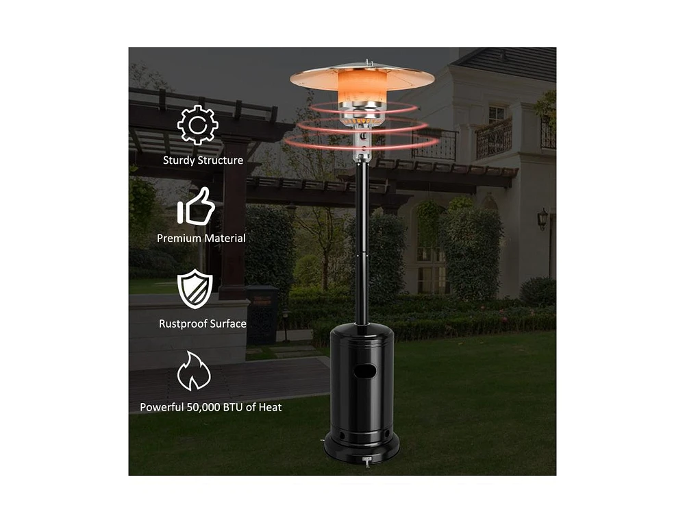 Stainless Steel Propane Patio Heater with Safety Tip-Over Protection – Reliable Outdoor