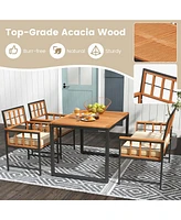 4 Piece Patio Dining Set Outdoor Wood Dining Furniture with 2 Chairs & 1 Lovesea