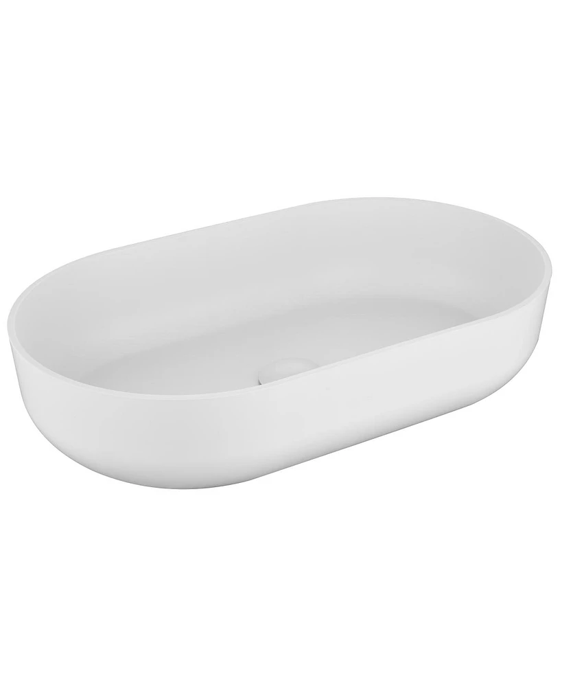 Modern Oval White Vessel Bathroom Sink 24x14x5.5"