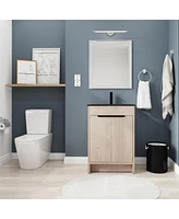 24" Freestanding Bathroom Vanity with Black Ceramic Sink & Soft-Close Doors