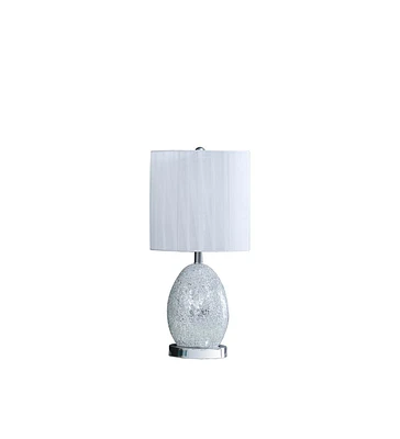 20"In Niels Silver Mirror Glass/Metal Table Lamp with Nightlight