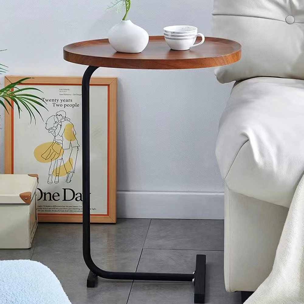 2 Pieces Brown Cshaped Side Table, Small Sofa Table For Small Spaces, Living Room, Bedroom