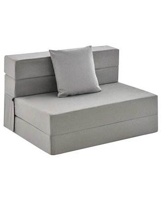 Folding Mattress with Pillow 6 Inch Tri-fold Sofa Bed with High-Density Foam