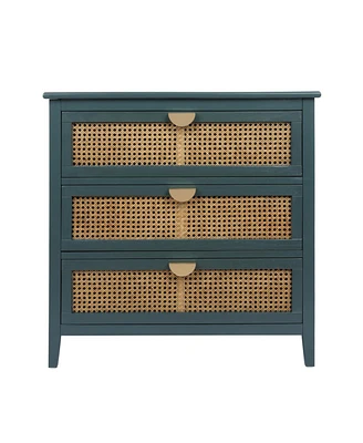 3 Drawer Cabinet, Natural Rattan, American Furniture, Suitable For Bedroom, Living Room, Study