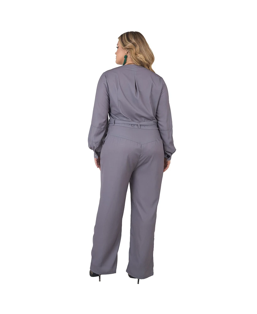 Standards & Practices Plus Long Sleeve Cropped Jumpsuit