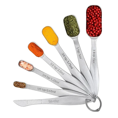 Zulay Kitchen Measuring Spoons Rectangular with Leveler - Set of 6