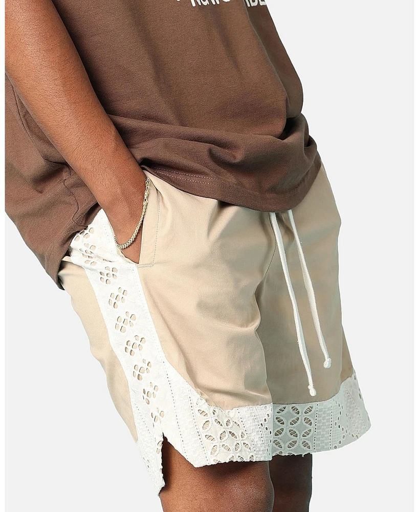 Carre Men's Bandana Lace Shorts - XXXLarge, Beige/Khaki