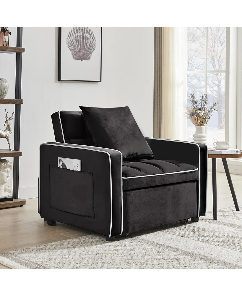 Adjustable Sofa Bed Chair: Black Futon Recliner