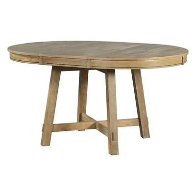 Oak Wood Farmhouse Dining Table with Extendable Leaf