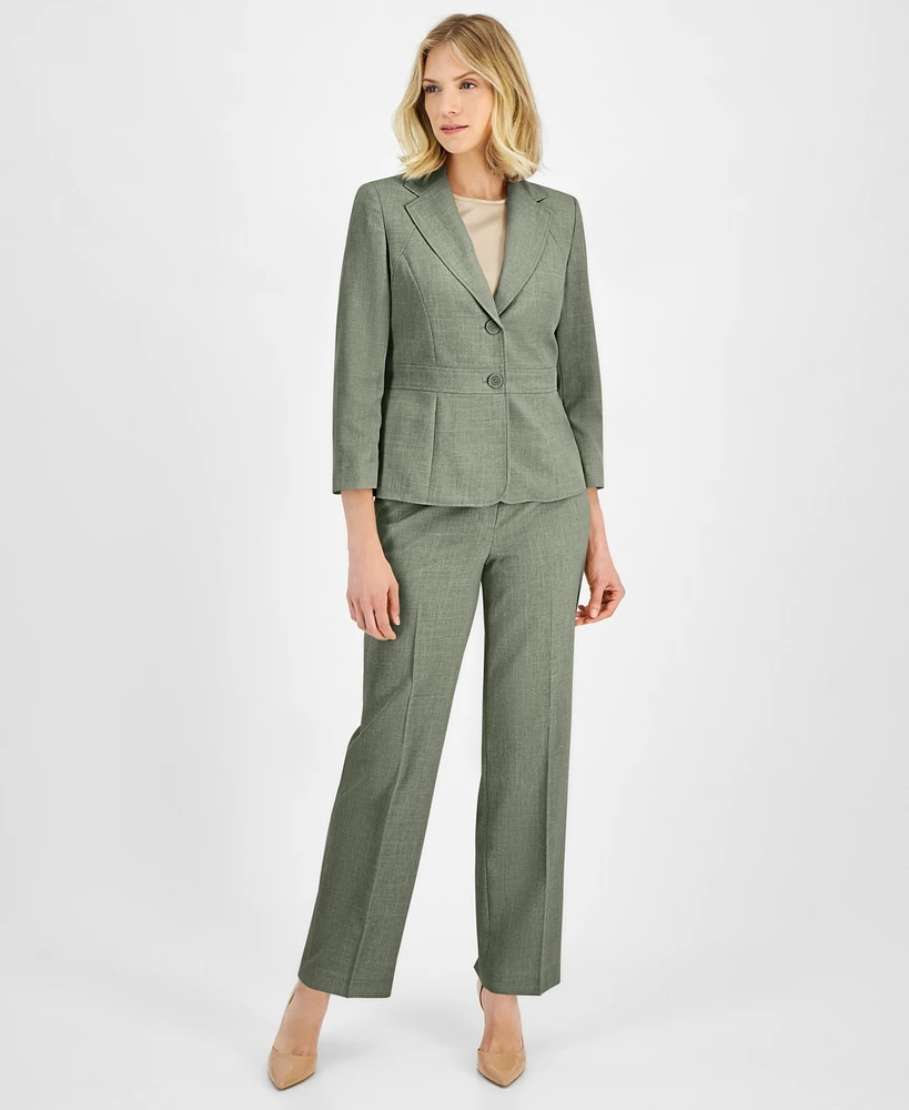 Le Suit Women's Two-Button Inset Jacket Extended-Tab Waist Pantsuit, Regular & Petite