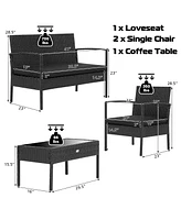 8 Pcs Patio Rattan Furniture Set Cushioned Sofa Armrest Garden Black