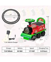 6V Electric Kids Ride On Train Motorized Toy w/ Track & 6 Wheels