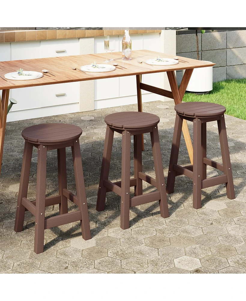 WestinTrends 24" Hdpe Outdoor Patio Round Counter Height Stool Set of 3