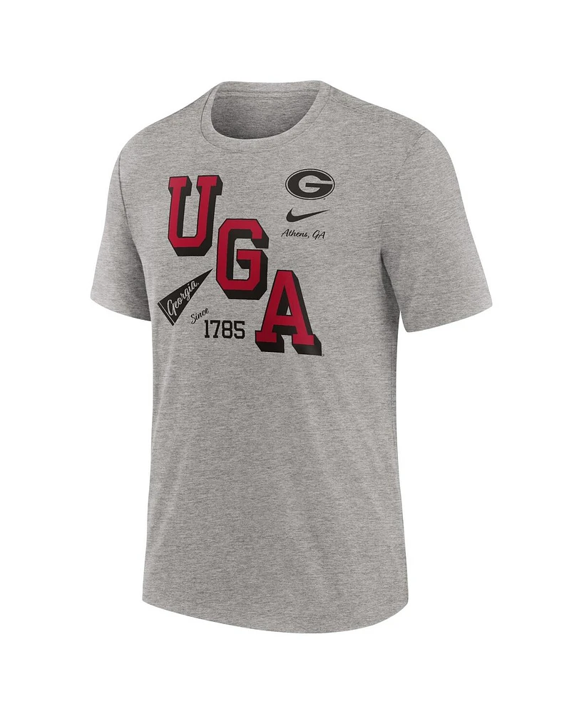 Nike Men's Heather Gray Georgia Bulldogs Blitz Roll Call Tri-Blend T-Shirt