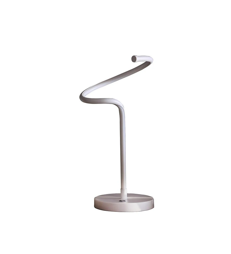 19-Inch Led Matte White Curvilinear S-Curve Spiral Tube Led Table Lamp