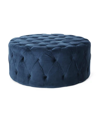 Luxurious Velvet Button-Tufted Ottoman Modern Glamour for Any Decor