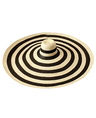 Brunna.co Solana Oversized Striped Straw Hat in Black & Natural