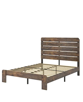 Full Size Wood Platform Bed Frame, Noise Free, Easy Assembly, Under Bed Storage