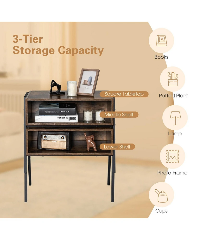 Slickblue 2 Pieces Stackable Night Stand Bedside End Table Set