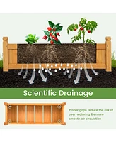 Wooden Rectangular Garden Bed with Drainage System