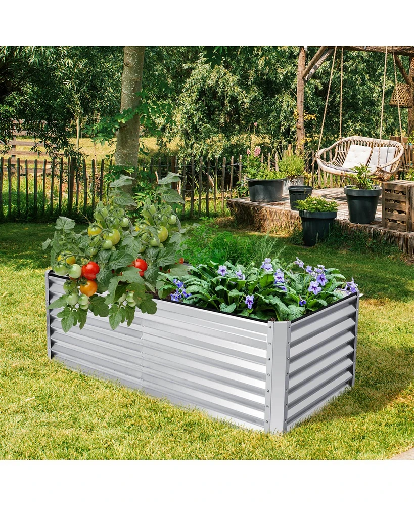 6 x 3 x 2 Feet Rustproof Metal Planter Box with Ground Stakes for Plants