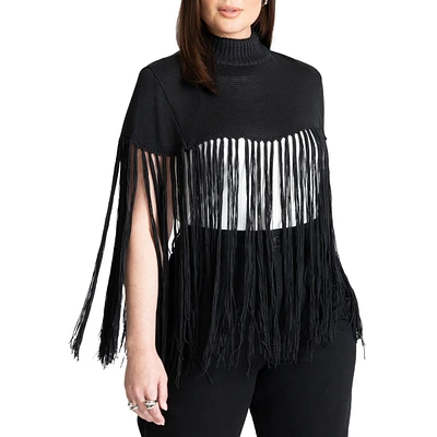 Eloquii Women's Fringe Half Sweater
