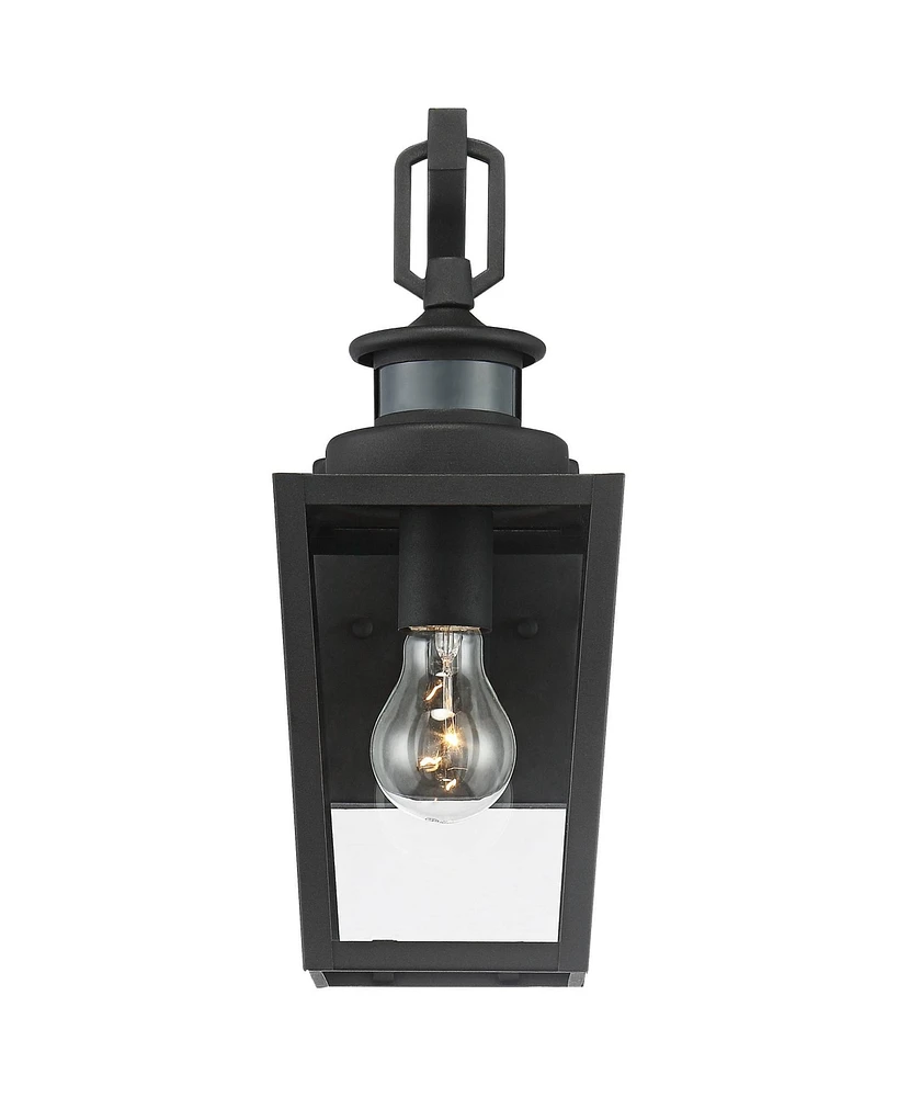 Ackerly Modern Outdoor Wall Light Fixture Motion Sensor Textured Black Dusk to Dawn 14" Clear Glass for Exterior Barn Deck House Porch Yard Patio Outs