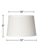 Set of 2 White Small Hardback Drum Lamp Shades 10" Top x 12" Bottom x 8" High (Spider) Replacement with Harp and Finial - Spring crest