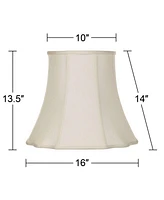 Set of 2 Creme Medium Cut Corner Lamp Shades 10" Top x 16" Bottom x 14" High (Spider) Replacement with Harp and Finial - Springcrest