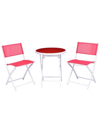 3 Pieces Patio Folding Bistro Set for Balcony or Outdoor Space
