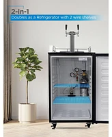 Black+Decker Beer Kegerator, 6.1 Cu. Ft. Extra Large Capacity Draft Beer Machine for Home with Double Tap & 2-Shelf Fridge