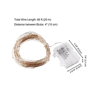 66 ft Led String Lights Battery Operated Starry Fair Rope Lights 8 Modes Remote Christmas