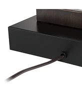 Todd Modern Minimalist Table Lamp with Usb and Ac Power Outlet in Base 30" Tall Bronze Rectangular Oatmeal Fabric Shade for Living Room Bedroom H