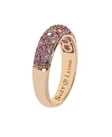 Suzy Levian Sterling Silver Sapphire & Created White Pave Half Band Ring