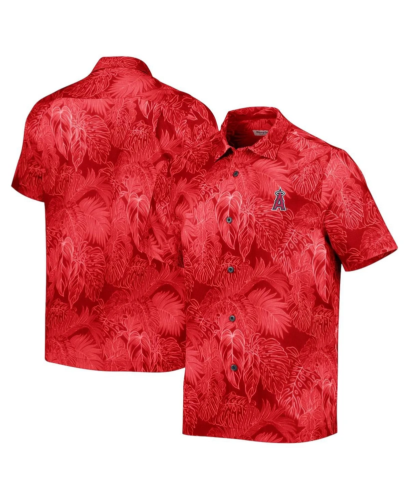 Tommy Bahama Men's Red Los Angeles Angels Bahama Coast Luminescent Fronds IslandZone Button-Up Camp Shirt