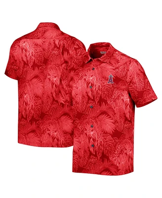 Tommy Bahama Men's Red Los Angeles Angels Bahama Coast Luminescent Fronds IslandZone Button-Up Camp Shirt