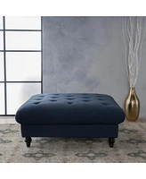Plush and Versatile Velvet Ottoman with Tufted Top